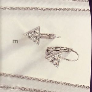 Triangle prism Swarovski crystal silver earrings